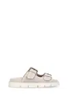 Mou Ivory Front Straps Suede Sandals In Multi