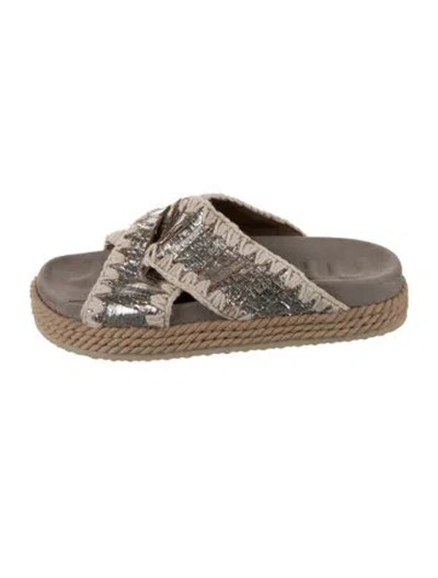 Pre-owned Mou Jute Animal Print Espadrilles In Silver