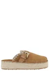 Mou Jute Clog Plain Slipper-mule In Leather Color Suede