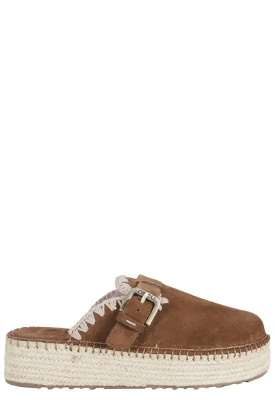 Mou Jute Clog Plain Suede In Brown