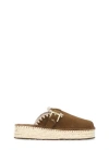 Mou Jute Clog Plain Slipper-mule In Leather Color Suede In Brown