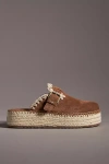 Mou Jute Clog Plain Slipper-mule In Leather Color Suede In Brown