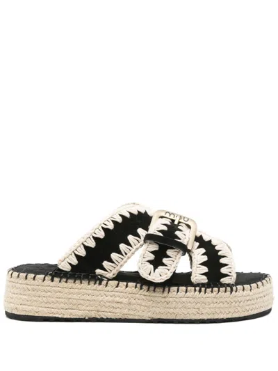 Mou Jute Sandals In Black