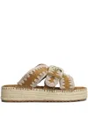 Mou Jute Sandal Sandals In Leather Color Suede In Brown