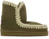 Mou Eskimo 18 Low Heels Ankle Boots In Green Suede In Moo Moos