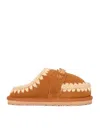 Mou Kids Slipper Suede - Letter Logo In Brown