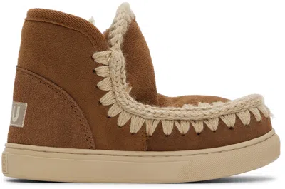 Mou Kids Tan Sneaker Boots In Cog Cognac