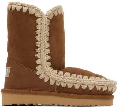 Mou Kids Tan Suede Boots In Cog Cognac