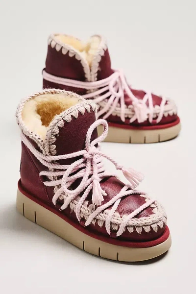 Mou Lace-up Bounce Ankle Boots In Purple