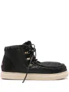 Mou Lace-up Shearling Sneakers In Black