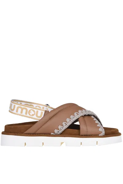 Mou Leather And Suede Sandals In Light Brown