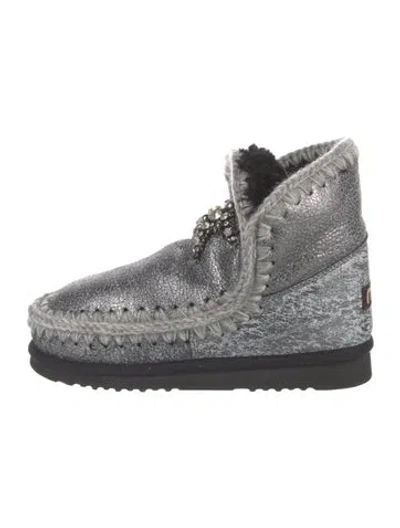Pre-owned Mou Leather Boots W/ Tags In Silver