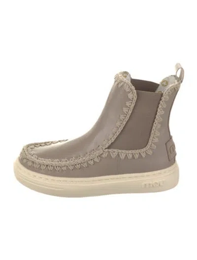 Pre-owned Mou Leather Colorblock Pattern Chelsea Boots W/ Tags In Neutral
