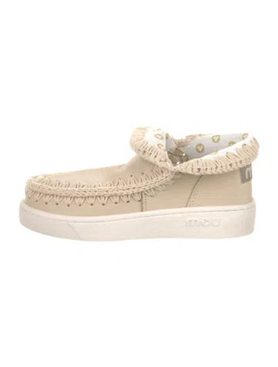 Pre-owned Mou Leather Colorblock Pattern Loafer Sneakers In Neutral