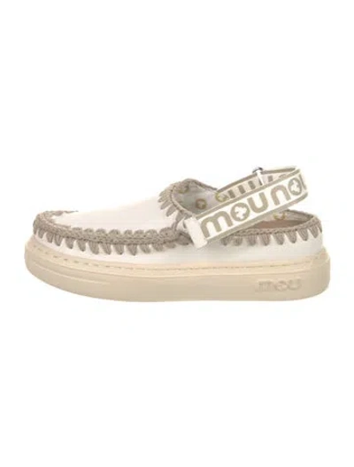 Pre-owned Mou Leather Colorblock Pattern Sneakers In Neutral