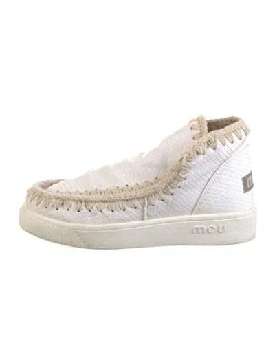 Pre-owned Mou Leather Colorblock Pattern Sneakers In White