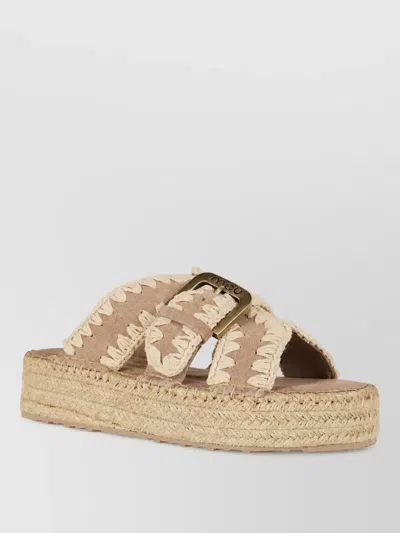 Mou Leather Cutout Platform Espadrille Sandals In Multi