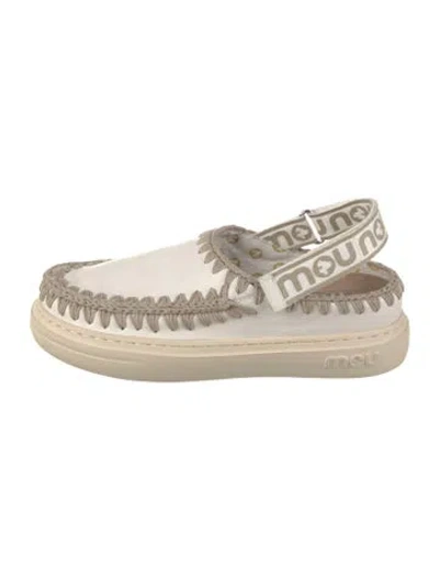 Pre-owned Mou Leather Graphic Print Espadrilles In White