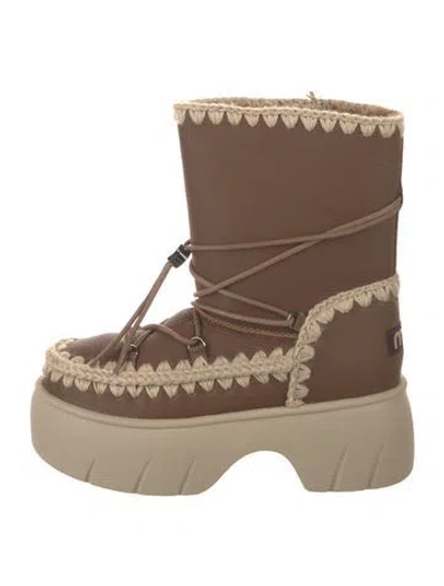 Pre-owned Mou Leather Lace-up Boots In Brown