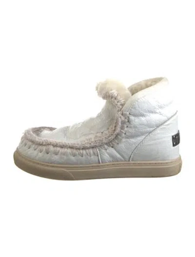 Pre-owned Mou Leather Lace-up Boots In White