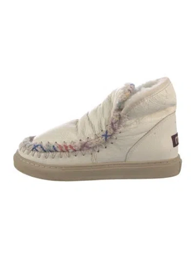 Pre-owned Mou Leather Lace-up Boots In White