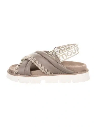Pre-owned Mou Leather Printed Slingback Sandals W/ Tags In Gray