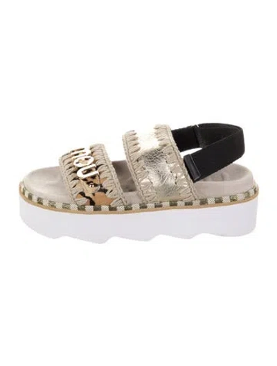 Pre-owned Mou Leather Printed Slingback Sandals W/ Tags In Neutral