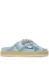 Mou Leather Sandals In Blue