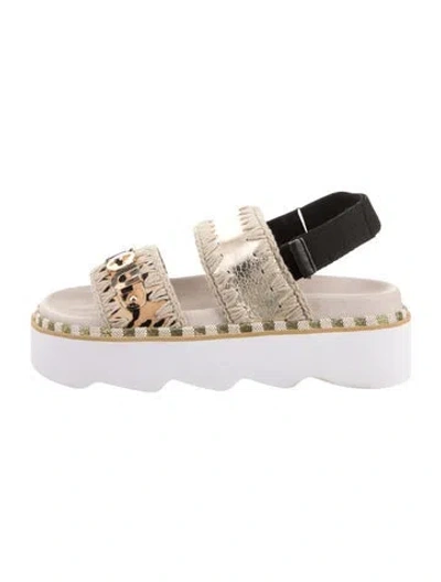 Pre-owned Mou Leather Slingback Sandals In Neutral