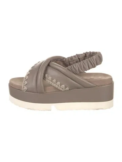 Pre-owned Mou Leather Slingback Sandals W/ Tags In Neutral