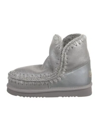 Pre-owned Mou Leather Snow Boots W/ Tags In Grey