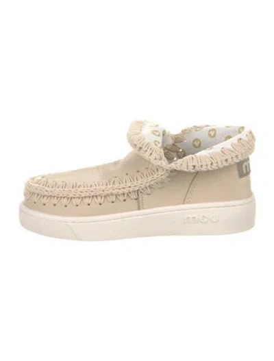 Pre-owned Mou Leather Whipstitch Trim Loafer Sneakers In Neutral