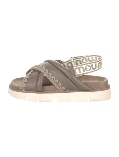 Pre-owned Mou Leather Whipstitch Trim Sandals W/ Tags In Brown