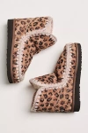 Mou Leopard Stitched Detail Suede Boots In Brown