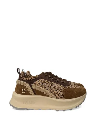 Mou Leopard-print Speed Sneakers In Brown