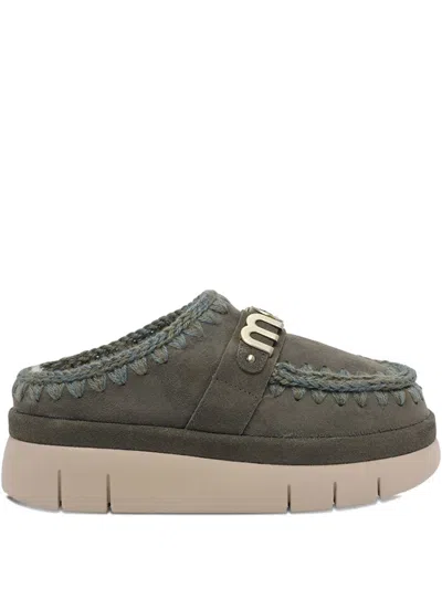 Mou Lettering-logo Mule In Green