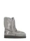 Mou Eskimo 18 Crochet-trim Metallic-leather Boots In Grey