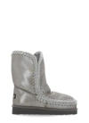 Mou Eskimo 18 Crochet-trim Metallic-leather Boots In Grey