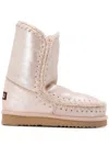 Mou Eskimo 24 Low Heels Ankle Boots In Rose-pink Glitter In Pink