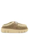 Mou Logo-buckle Slippers In Brown