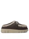 Mou Bounce Clog Slipper-mule In Brown Suede In Brown