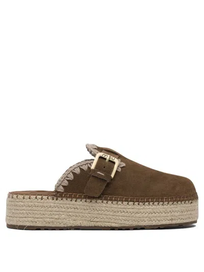 Mou Buckled Jute Clog Sandals In Multi