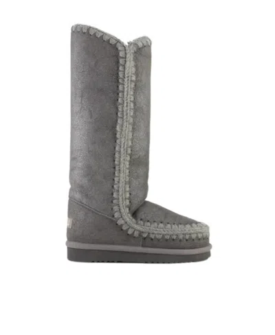 Mou Logo Boots In Gray