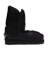 Mou Eskimo Sneaker Low Heels Ankle Boots In Black Leather In Black