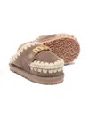 Mou Logo-embellished Crochet-trim Slippers In Brown