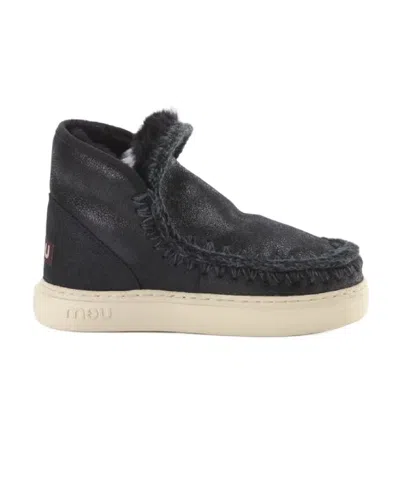 Mou Logo Flat Shoes In Black