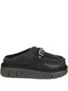 Mou Moccasin-inspired Black Slip-on Ankle Boots With Whipstitch Detailing