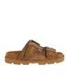 Mou Buckle-embellished Suede Sandals In Brown