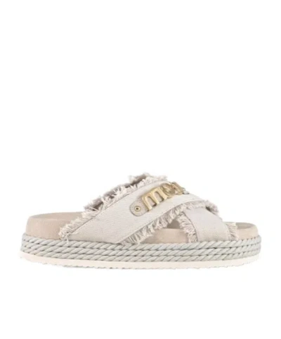Mou Logo Logo Thick-soled Slippers In Nude