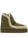 Mou Suede With Crochet Trim Ankle Boot In Green